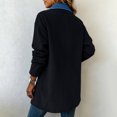thumbnail image 5 of Womens Denim Patchwork Collared Shirt Jacket Casual Long Sleeve Button Front Denim Trim Blazer Lightweight Shacket, 5 of 8