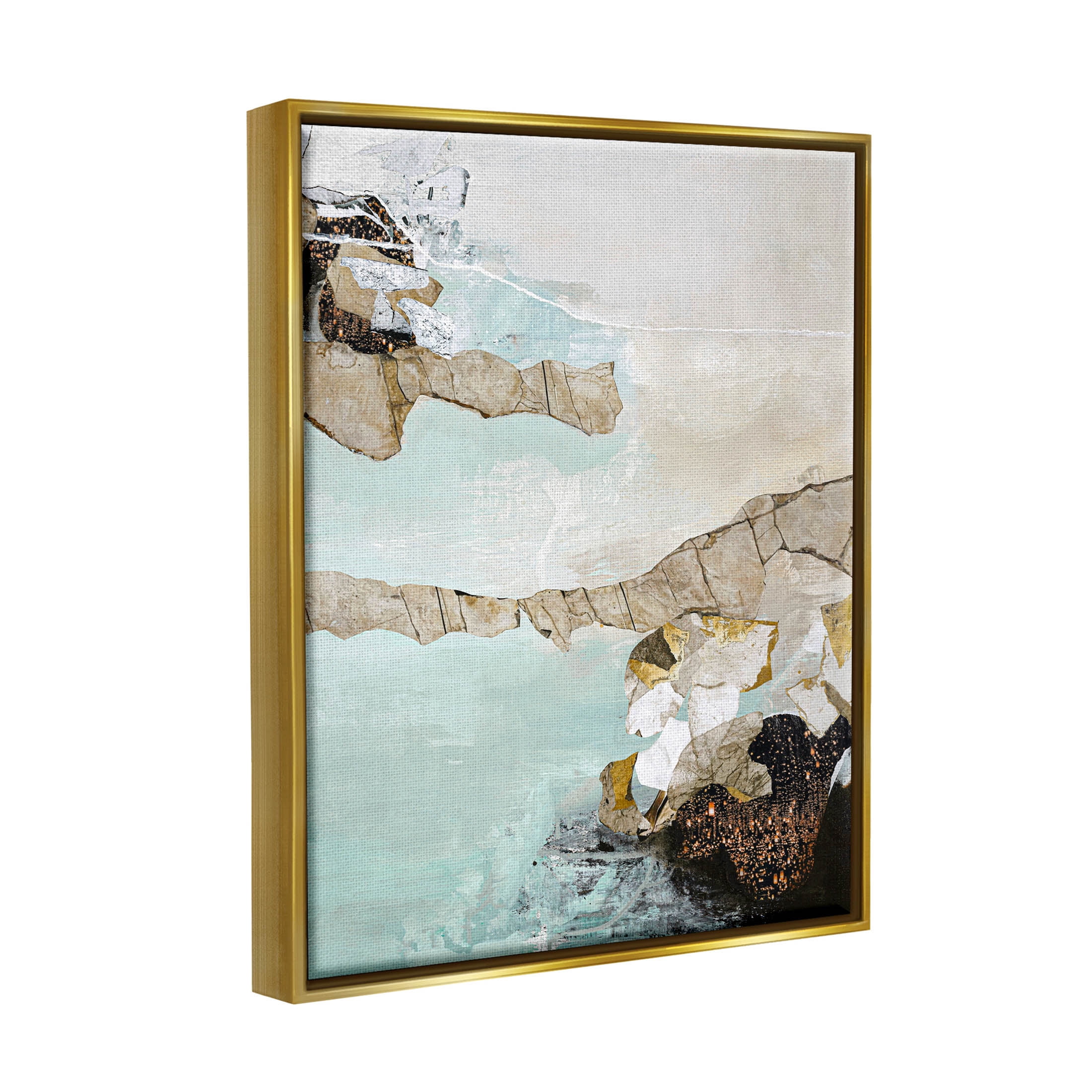 Abstract Beach Shoreline Scenery Abstract Graphic Art Metallic Gold Framed Art Print Wall Art