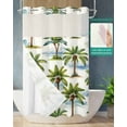 thumbnail image 2 of No Hook Shower Curtain with Snap-in Liner, Summer Palm Trees Waterproof Fabric Bathroom Curtains, Pastoral Botanical Tropical Plants Bath Curtains & Mesh Top Window Stand Up Stall 36"x72", 2 of 6