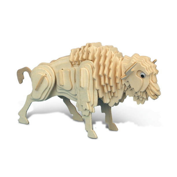Puzzled 3D Puzzle Buffalo Wood Craft Construction Model Kit, Fun