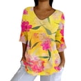 thumbnail image 5 of Endives Women's Elegant Shirts 3/4 Length Sleeve Casual Loose with Round Neck Shirts Womens Tops 2025, 5 of 6