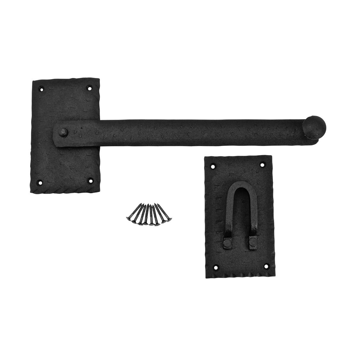 Renovators Supply Manufacturing Black Wrought Iron Gate Flip Latch 12" Large Antique Two Sided Flip Locks Rust Resistant Powder Coated Barn Door and Fence Gate Latches with Hardware Pack of 3