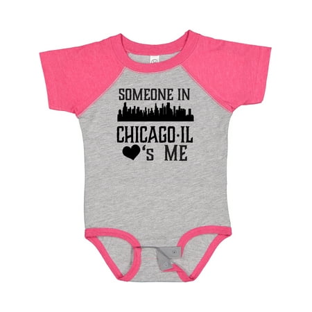 

Inktastic Chicago Illinois Someone Loves Me Skyline Gift Baby Boy or Baby Girl Bodysuit