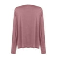 thumbnail image 4 of Lyinloo Women'S Loose One-Word off-Shoulder Button Long-Sleeved T-Shirt top, 4 of 5