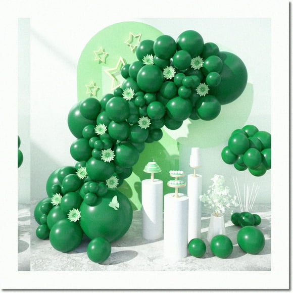 EcoGlow Party Pack - 100 Pcs of Lush Green Balloons in Various Sizes for Memorable Celebrations: Birthdays, Graduations, Valentines, Baby Showers, Weddings.