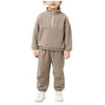 thumbnail image 2 of Khaki Girls Fleece 2-Piece Set, Quarter Zip Top & Pants, Soft Warm Machine Washable Relaxed Fit Outfit for Kidss Kidss 0-6 Years,Size 1 T, 2 of 9