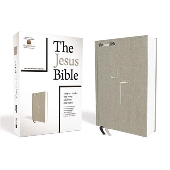 Pre-Owned The Jesus Bible, NIV Edition, Cloth Over Board, Gray Linen, Comfort Print (Hardcover) 0310452198 9780310452195