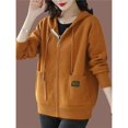 thumbnail image 6 of Women'S Full Zip Up Hoodies Soft Knit Sweaters Drawstring Long Sleeve Casual Trendy Cardigan Yellow One size, 6 of 9