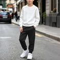 thumbnail image 6 of BXJX Boys Cotton Outfit Sets, Long Sleeve Crew Neck 2 Piece School Sweatshirts and Joggers Sets Black Size 9-10 T, 6 of 6