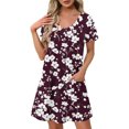 thumbnail image 2 of GaThRRgYP Women's High-Low Short Sleeve Dress,Women's Fashion Summer Print Short-sleeved V-neck Casual Dress Purple XL, 2 of 8