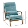 thumbnail image 2 of Accent Chair, Modern Linen Fabric Upholstered Armchair with High Back and Pillow, Comfy Single Sofa Chair with Padded Cushion and Solid Wood Legs Reading Chair for Living Room Office, Teal, 2 of 7