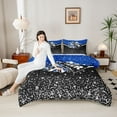 thumbnail image 4 of Manfei Bling Crystal Glitter 3-Piece Full Size Comforter Sets for Female Girls,Girly Dreamy Dance Bedding Comforter Set,Cheer Team Lightweight Bedding Sets,Ultra Soft Home Decor,Reversible, 4 of 8