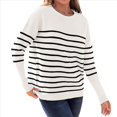 thumbnail image 2 of Suéter de Otoño 2025 para Mujer, Jersey de Punto Acanalado de Larga, Holgado, Cuello Redondo, Murciélago, Suéter Dividido. Color y Negro XL, 2 of 9