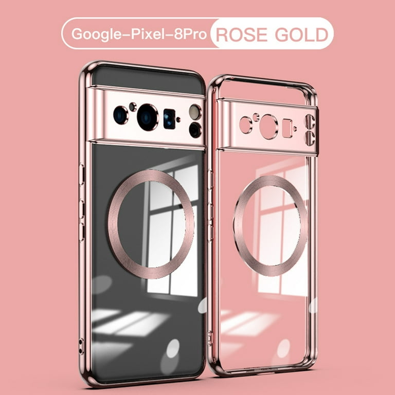 Magnetic Clear Case for Google Pixel 8 Pro Compatible with MagSafe, Ultra  Slim Soft TPU with Lens Film Case with Magnetic Back, [Anti-Yellowing]  Crystal Clear for Google Pixel 8 Pro, Rosegold 