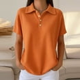 thumbnail image 6 of cocolona Summer Collar Shirts for Women Lapel Short Sleeve Button Tops Dressy Casual Basic Loose Solid Color Blouses, 6 of 6