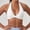 White(New), variant on Fashionable Solid-Color Halter Neck Bra for Women,Yoga Quick-Dry Fitness Shock-Absorbing Push-Up V-Neck Wire-Free Sports Bra