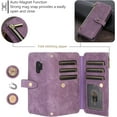 thumbnail image 4 of Case for Samsung Galaxy S9 Plus, 9 Card Slots Retro Leather Wallet Shockproof Flip Cover with Hand Strap Card Slots Zipper Pocket Kickstand Handbag Magnetic Closure - Retro Purple, 4 of 16