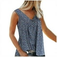 thumbnail image 1 of Débardeurs Sans Manches pour Femmes Mode Col en V Été Imprimé Floral Gilet Décontracté S-3TG, 1 of 8