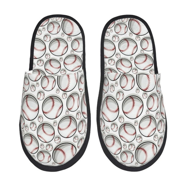 Fotbe Cute Baseball Pantuflas Peludas para Mujer con Estampado, Zapatillas de Peluche, Zapatos de Invierno para Casa, Uso Interior y Exterior-Large