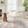 thumbnail image 3 of Pasargad Home Tribecca Modern Acrylic & Velvet Accent Chair in Ivory, 3 of 7
