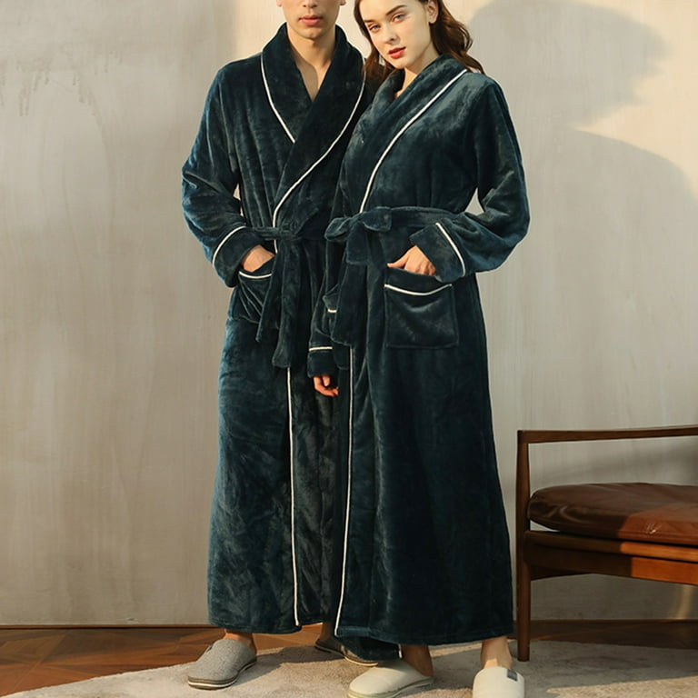 Fluffy Dressing Gown for Women and Men,Ladies Fleece Robes Belted