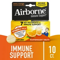 Airborne 1000mg Vitamin C Immune Support Effervescent Tablets, Multivitamin Supplement, Zesty Orange Flavor, 10 ct