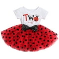 thumbnail image 3 of IBTOM CASTLE Baby Girls 1st 2nd Birthday Outfit Mouse Polka Dots Tutu Princess Dress with Sequin Headband Clothes Set for Cake Smash Photo Shoot 2 Years Ladybug - Polka Dots, 3 of 8