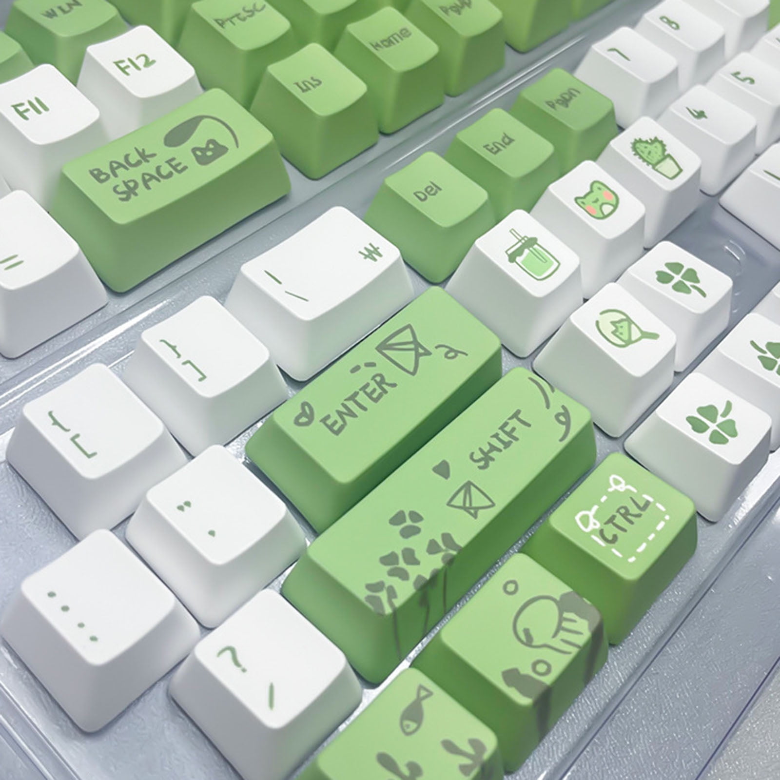 Frogs Pattern Korean Keycaps for Switches Mechanical Keyboard,OEM Height for Typists and Gamers