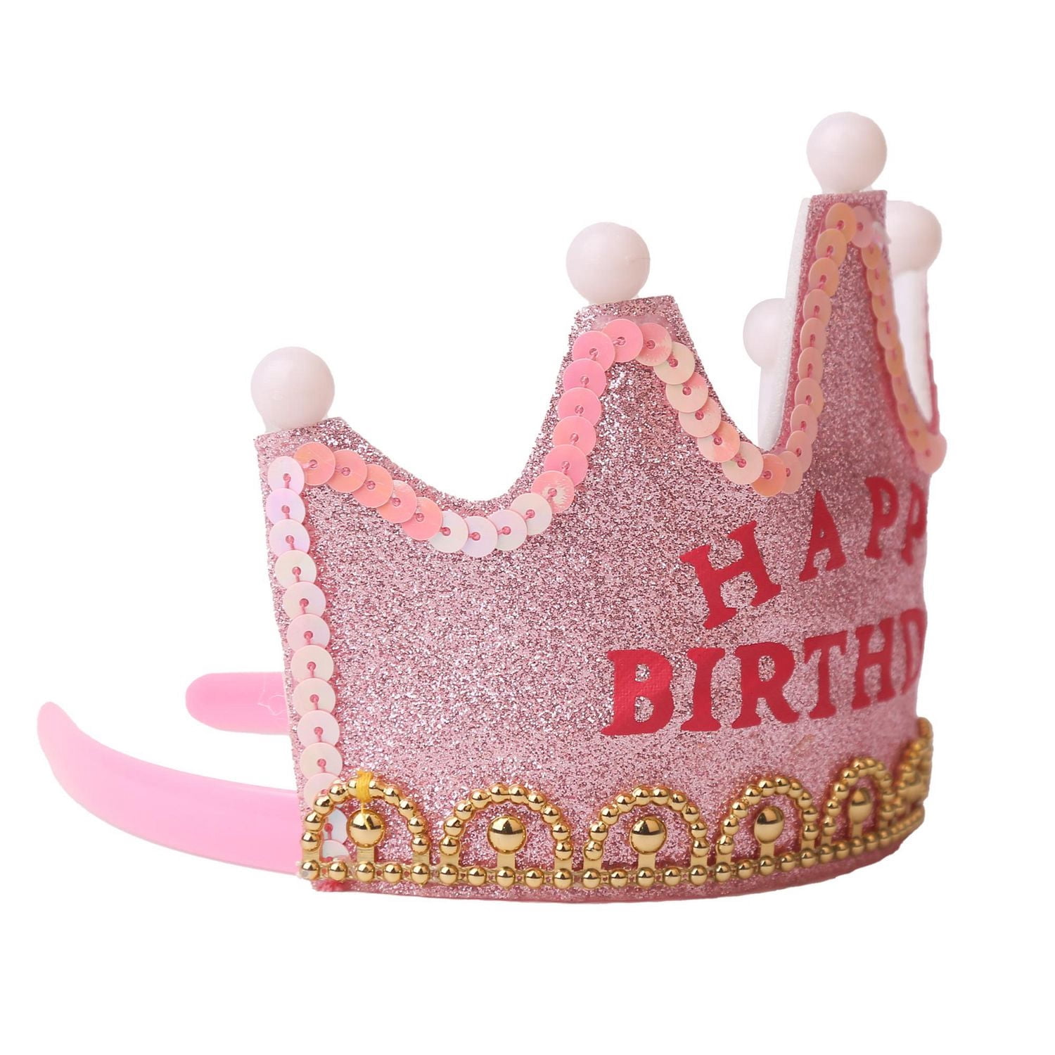 Glittery Pink Happy Birthday Light up Tiara Crown, Felt, Way to Celebrate Novelty Dress-up