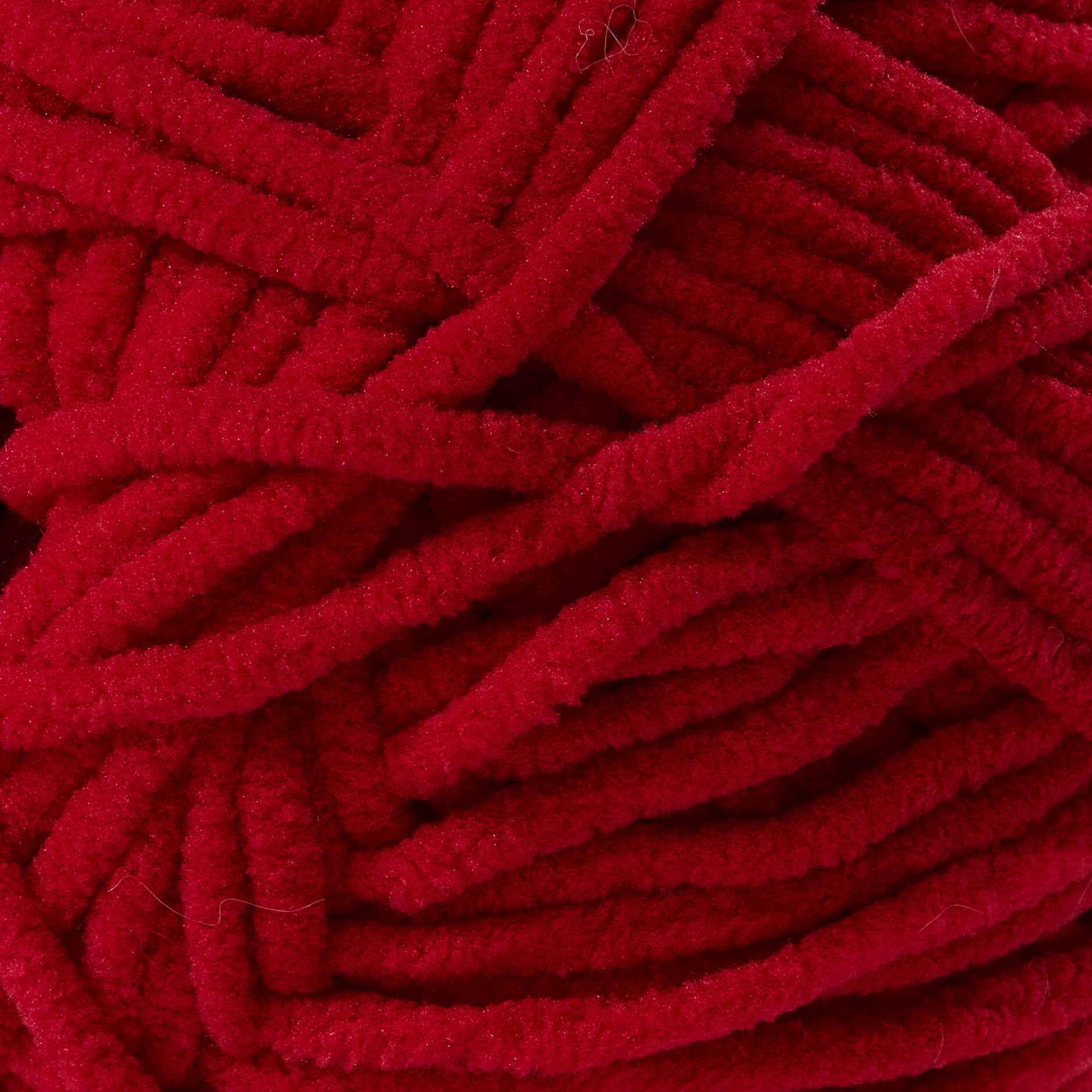 CBC Perfectly Posh Chenille Yarn for Knitting, Crocheting and Amigurumi - 2 Pack (7 oz / 200 g, 233 yards Each Skein), Red, Gauge 5 Bulky