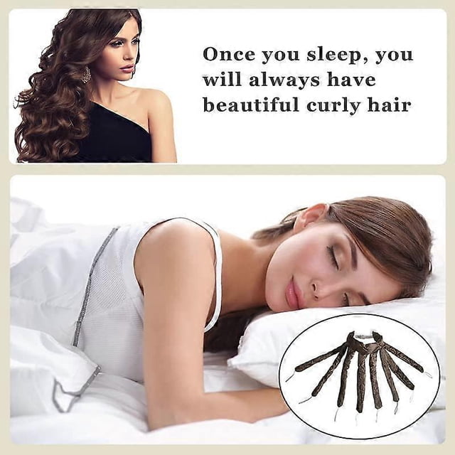 Diadema rizadora sin calor con varilla rizadora para un peinado suave durante la noche en cabello largo (Negro)