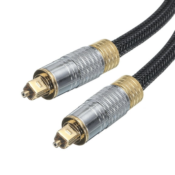 Uxcell Fiber Optic Audio Cable Braided Audio Optic Cable Nylon Metal Gold-Plated 4.9 for TV DVD Black(Thread Type)