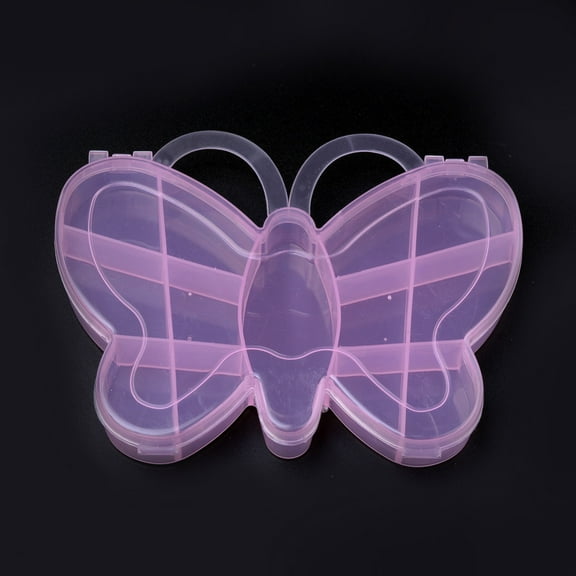 1pc Butterfly Plastic Bead Storage Containers 13 Compartments Pink 11.2x13.8x1.9cm