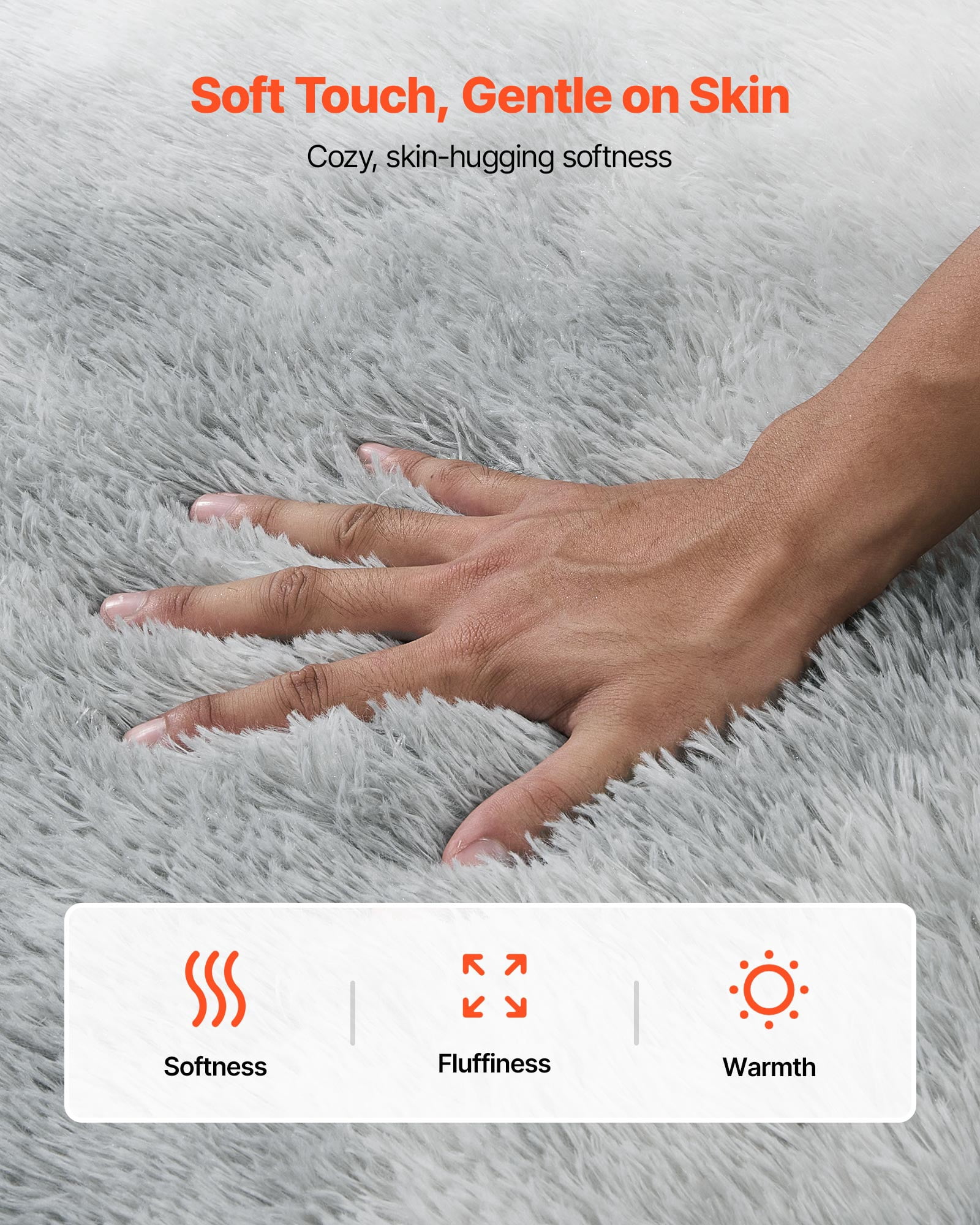 VEVOR Indoor Plush Area Rugs, 6 x 9 ft Soft Plush Carpet, Furry Shag Area Rugs for Living Room, Bedroom, Modern Home Decor Aesthetic Long-Pile Rug, Non-Shedding, Slip-Resistant, Tie-Dye Light Gray