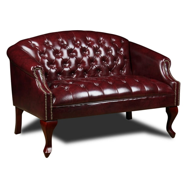 Boss Office & Home Oxblood Classic Traditional Button Tufted Loveseat