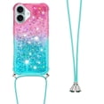 thumbnail image 3 of Funda para iPhone 16 Brillantina Líquida Divertida Reluciente y con Cristales en Movimiento Cuerpo Cruzado con Cordón Ajustable, 3 of 5