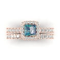 thumbnail image 2 of Clara Pucci 14K Rose Gold 1.56 Synthetic Blue Moissanite Engraveable Engagement Ring + Wedding Band Set, 2 of 7