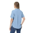 thumbnail image 4 of Women's Short Sleeve Button Down Shirt With Front Pocket And Notched Collar- X Large, Blue, 4 of 6