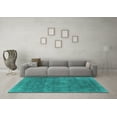 thumbnail image 3 of Ahgly Company Machine Washable Indoor Rectangle Oriental Turquoise Blue Industrial Area Rugs, 7' x 9', 3 of 4