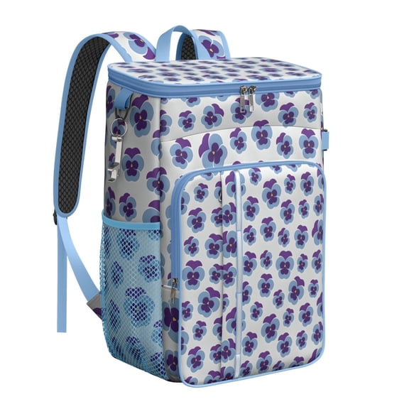 Travel Cooler Bag - Pioneer Flower Floral Print Pattern Camping Beer Cooler Backpack with Bottle Opener- Waterproof Insulated Picnic Backpacks - Cooler Bag for Beach