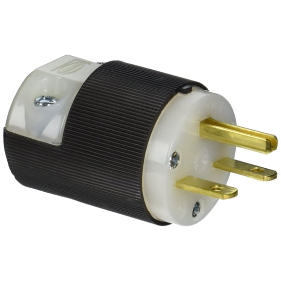Hubbell HBL5666C Plug, 15 amp, 250V, 6-15P, Black/White