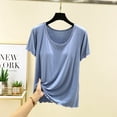 thumbnail image 4 of FUYUDY Women Tshirts Seamless Comfort T-Shirt With Built In Bra Support Summer Casual Layering Versatile Female Solid Color Tops, 4 of 5