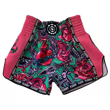 pink, variant on Fluory Muay Thai Shorts Flower Print Boxing Training Shorts Women Boxing Clothing Famale Free Fight Shorts Free Fight Custom