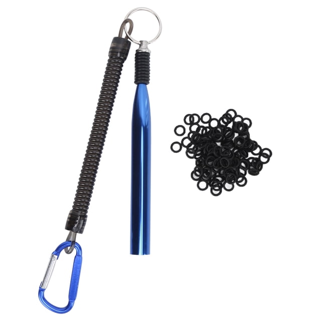 Cebos blandos de aleación de aluminio, accesorios de pesca, herramienta de aparejo de gusano loco con 100 anillos tóricos, color azul