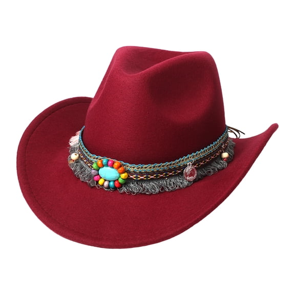 Avaner Western Cowboy Hat for Women Men: Bohemian Colorful Woven Tassel Wide Brim Western Cowgirl Hat - Retro fashion accessories