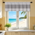thumbnail image 5 of Striped Rod Pocket Kitchen Curtains,Grey White Tier and Valance Curtains,Light Filtering Short Window Treatments for Bathroom,Bedroom,Living Room and Cafe, 5 of 5