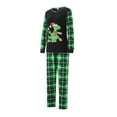 thumbnail image 3 of Pijamas familiares navideños a juego, camiseta de manga larga con estampado de dinosaurios de dibujos animados y pantalones a cuadros. Ropa de dormir y estar por casa., 3 of 10