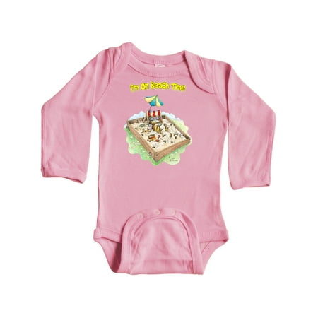 

Inktastic I m on Beach Time with Sandbox and Beach Chair Gift Baby Boy or Baby Girl Long Sleeve Bodysuit