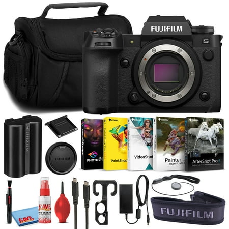Fujifilm X-H2S Mirrorless Digital Camera (Body Only) (Black  16756924) Bundle with Corel Photo Editing Software + Large Camera Bag + Lens Cap Keeper + Deluxe Camera Cleaning Kit + More