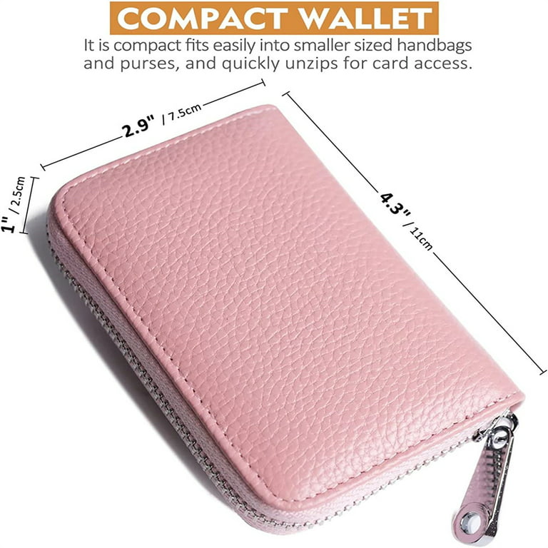 Leather Credit Card Holder 15 Slots, Id Card Organizer for Women & Men  Accordion Wallet with Zipper C-B-B2 (Orange)